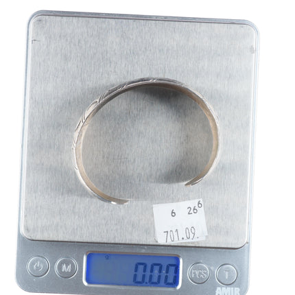 6.75" Tracy Navajo hand stamped domed sterling silver cuff bracelet