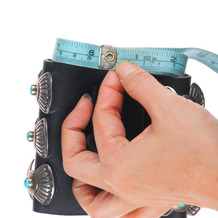 Vintage Navajo sterling silver turquoise cluster heavy Ketoh bowguard bracelet