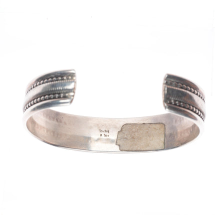6.4" M Tahe vintage Navajo sterling silver twisted wire cuff bracelet