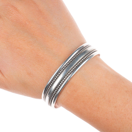6.4" M Tahe vintage Navajo sterling silver twisted wire cuff bracelet