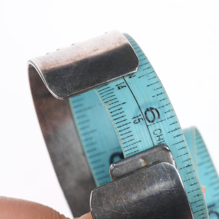 6.2" Vintage Navajo sterling silver turquoise geometric overlay cuff bracelet