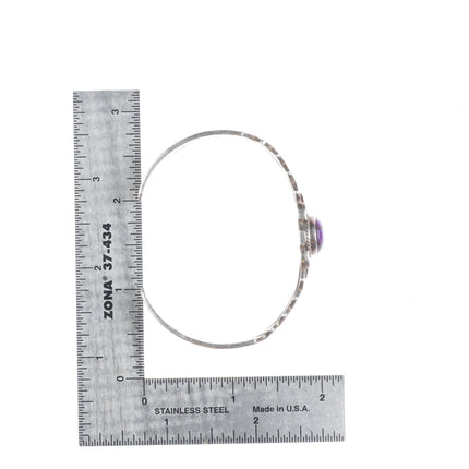 6.4" Vintage Navajo sterling silver sugilite deep stamped cuff bracelet