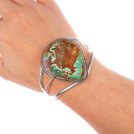 6.5" Vintage Navajo Royston boulder turquoise sterling silver cuff bracelet