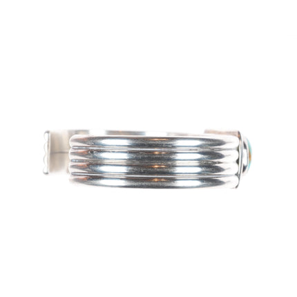 6.6" Vintage R Navajo sterling silver green waterweb turquoise cuff bracelet