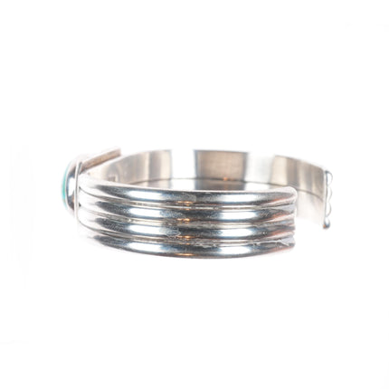 6.6" Vintage R Navajo sterling silver green waterweb turquoise cuff bracelet