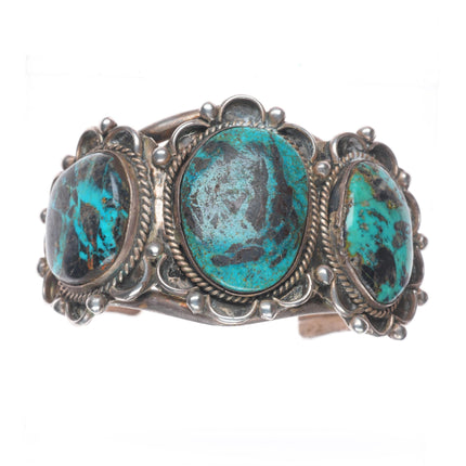 6.6" Vintage Blue Diamond turquoise Navajo sterling silver cuff bracelet