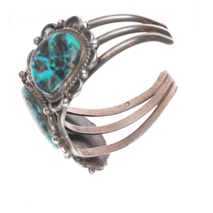 6.6" Vintage Blue Diamond turquoise Navajo sterling silver cuff bracelet