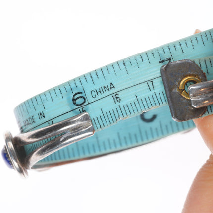 6.8" F Sandoval Navajo sterling silver lapis lazuli row cuff bracelet