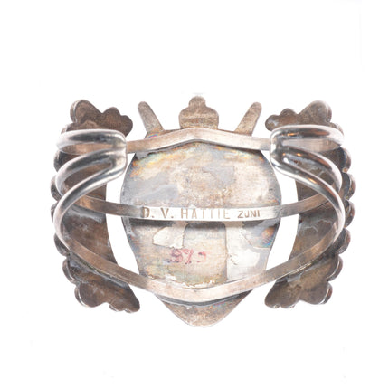 6.5" Hattie Zuni sterling silver channel inlay antelope kachina cuff bracelet
