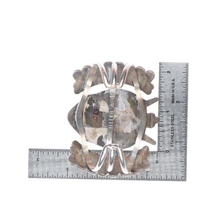 6.5" Hattie Zuni sterling silver channel inlay antelope kachina cuff bracelet