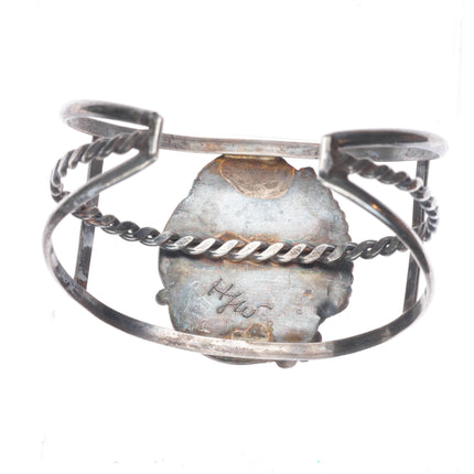 7" Vintage Navajo sterling silver turquoise cuff bracelet with nice turquoise