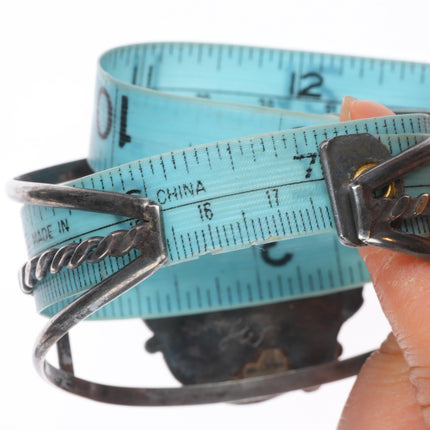 7" Vintage Navajo sterling silver turquoise cuff bracelet with nice turquoise