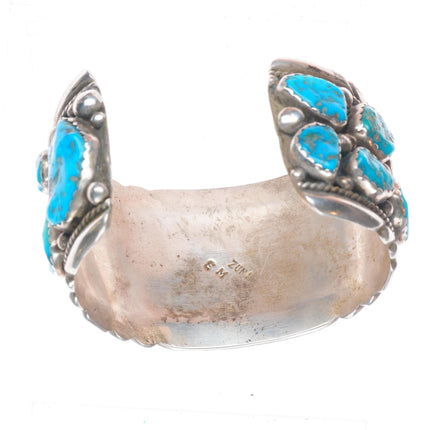 7.1" large Eugene & Yvonne Mahooty Zuni Cuff bracelet turquoise nuggets