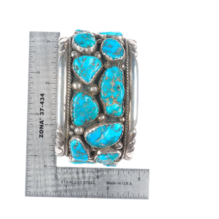 7.1" large Eugene & Yvonne Mahooty Zuni Cuff bracelet turquoise nuggets