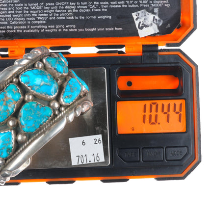 7.1" large Eugene & Yvonne Mahooty Zuni Cuff bracelet turquoise nuggets