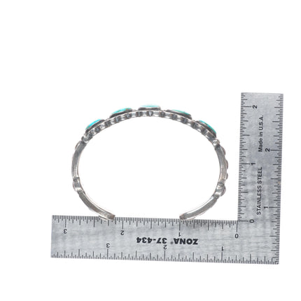 6.5" 1930's Navajo Ingot silver row cuff bracelet with ornate accents