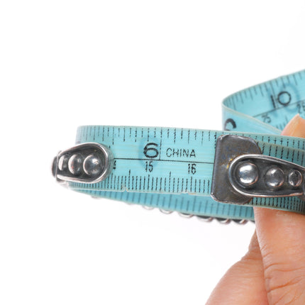 6.5" 1930's Navajo Ingot silver row cuff bracelet with ornate accents