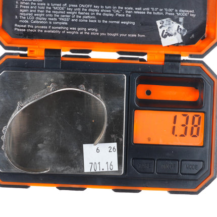 6.5" 1930's-40's Fred Harvey thunderbird/clouds sterling silver cuff bracelet