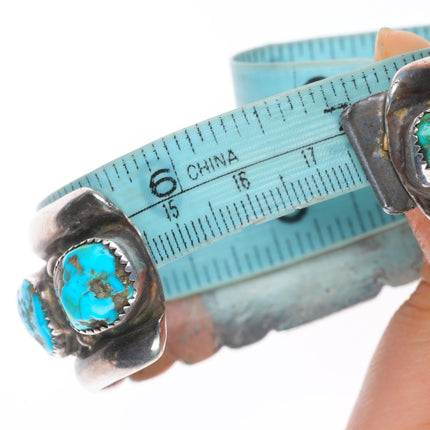 7" large Eugene & Yvonne Mahooty Zuni Cuff bracelet turquoise nuggets