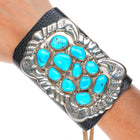 Vintage Zuni/Navajo sterling silver turquoise cluster Ketoh bowguard bracelet