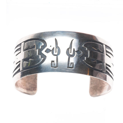 6.5" Willie Yazzie Navajo vintage sterling silver thunderbird cuff bracelet