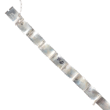 7" Stephen Haloo Zuni sterling silver snake eye turquoise vintage link bracelet