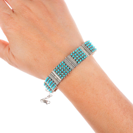 7" Stephen Haloo Zuni sterling silver snake eye turquoise vintage link bracelet