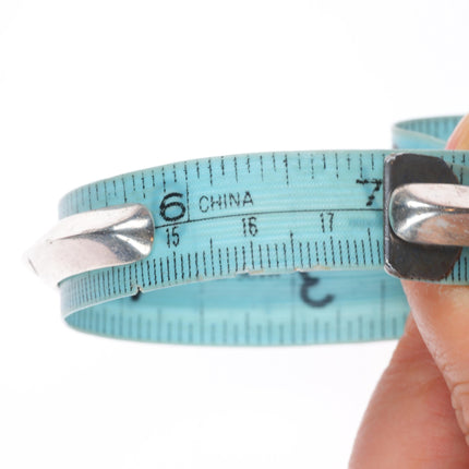 7" Vintage Navajo JEC Deep stamped sterling silver carinated cuff bracelet