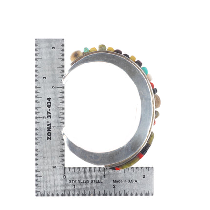 6.1" Les Baker Shop Cobblestone inlay modernist sterling silver cuff bracelet