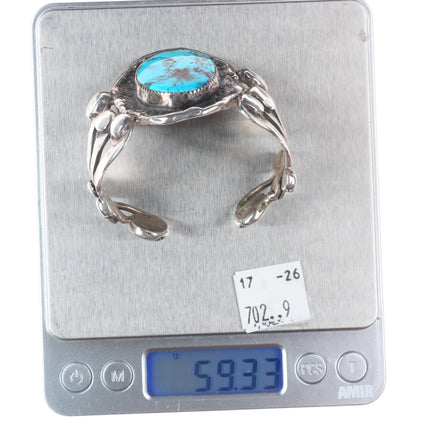 5.8" Chief Shatka Bear-Step sterling silver high grade turquoise cuff bracelet