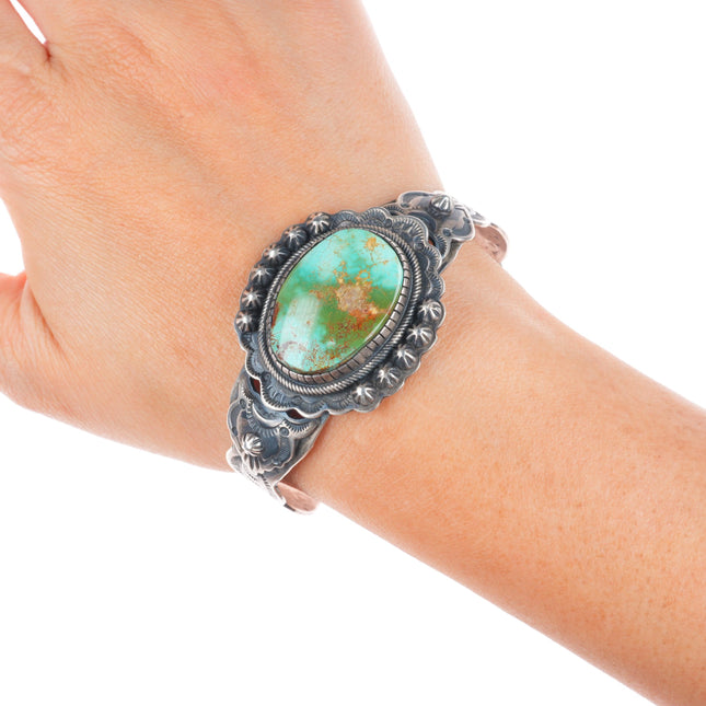6.75" Lorenzo Juan Navajo sterling silver Royston turquoise cuff bracelet
