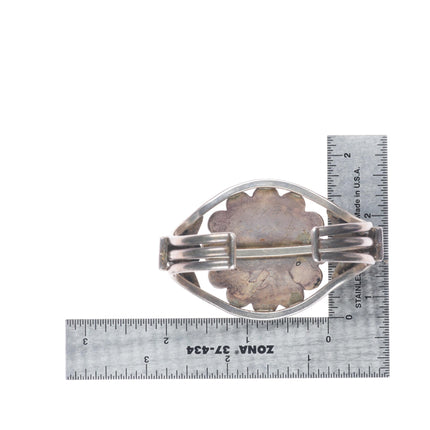 6" c1940's Vintage Zuni sterling silver turquoise, spiny oyster cuff bracelet