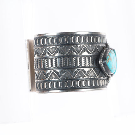 6.5" Andy Cadman Navajo high grade turquoise sterling silver cuff bracelet