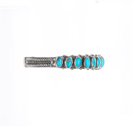 6.1" 20's-30's Navajo Antique twisted ingot silver turquoise row cuff bracelet