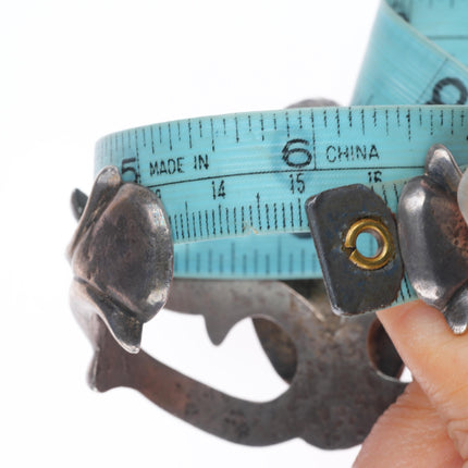 6" 40's-50's vintage Navajo sterling silver sandcast turquoise cuff bracelet