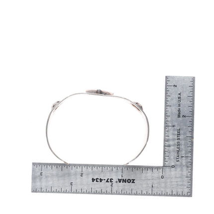 6.6" c1930's Navajo ingot silver arrow stamped triangle turquoise cuff bracelet