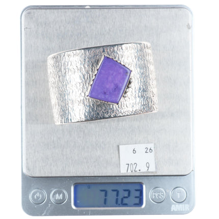 6.2" Darrell Jumbo Navajo sterling silver modernist charoite cuff bracelet