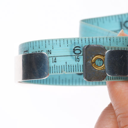 6" Harry Chavarria Santa Clara sterling silver spiderweb turquoise cuff bracelet