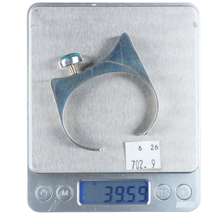 6" Harry Chavarria Santa Clara sterling silver spiderweb turquoise cuff bracelet