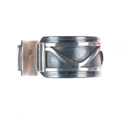 7.5" Cody Sanderson Navajo Heavy abstract sterling silver cuff bracelet