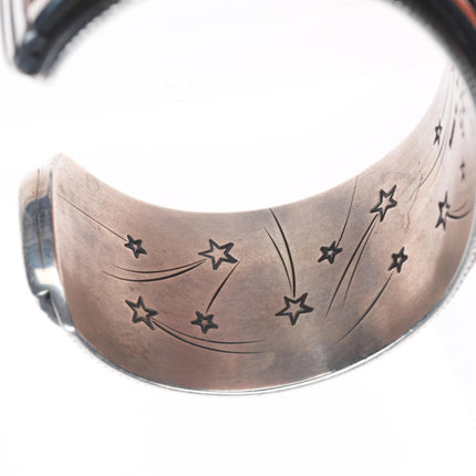 7.5" Cody Sanderson Navajo Heavy abstract sterling silver cuff bracelet