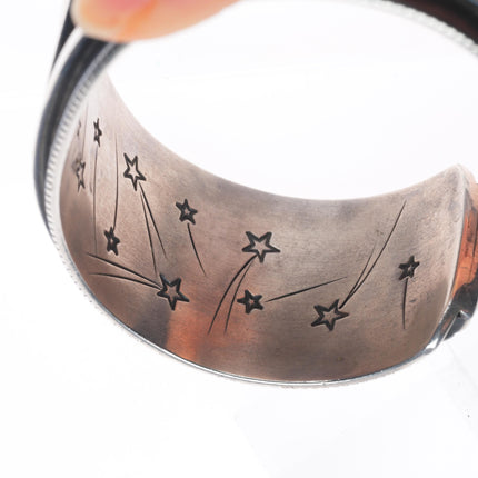 7.5" Cody Sanderson Navajo Heavy abstract sterling silver cuff bracelet