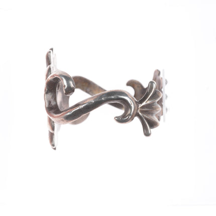 6.1" Vintage Navajo or Zuni cast sterling silver stamped cuff bracelet