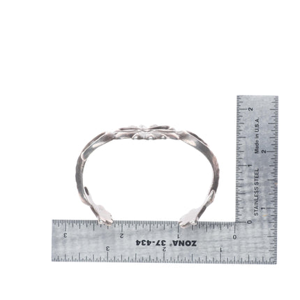 6.1" Vintage Navajo or Zuni cast sterling silver stamped cuff bracelet