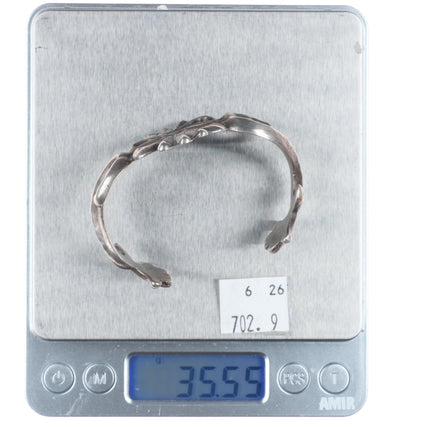 6.1" Vintage Navajo or Zuni cast sterling silver stamped cuff bracelet