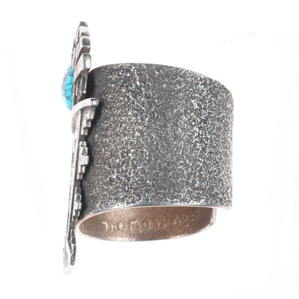 6" Huge Darryl Dean Begay Navajo tufa cast sterling silver turquoise cuff bracelet