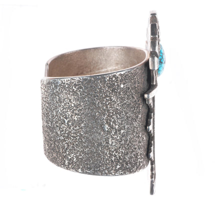 6" Huge Darryl Dean Begay Navajo tufa cast sterling silver turquoise cuff bracelet