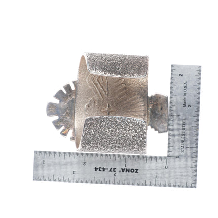 6" Huge Darryl Dean Begay Navajo tufa cast sterling silver turquoise cuff bracelet