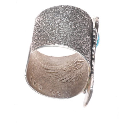 6" Huge Darryl Dean Begay Navajo tufa cast sterling silver turquoise cuff bracelet