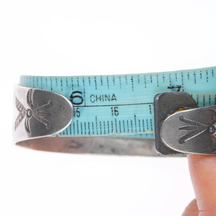 6.75" c1920's Antique Navajo Ingot silver whirling logs stamped cuff bracelet